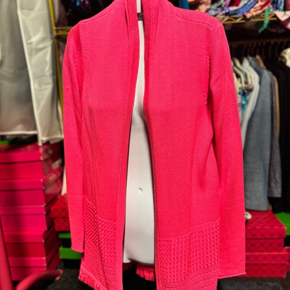 Lilly Pulitzer Sweaters - Lilly Pulitzer Noble Fringe Cardigan - Aura Pink (Size XS)